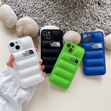 Fashion Solid Green Color Down Jacket iPhone Case