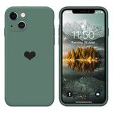 Simple Love Heart Liquid Silicone iphone Case Black Green