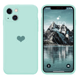 Green Candy Color Love Heart Liquid Silicone iPhone Case