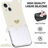 Beige Color Liquid Silicone Candy Love Heart Phone Case