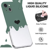 Simple Love Heart Liquid Silicone iphone Case Black Green